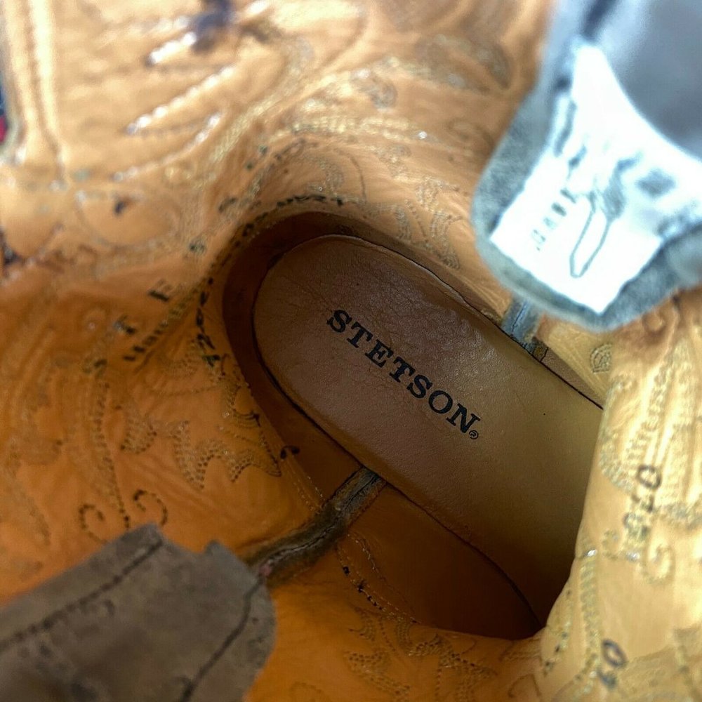 STETSON 10 Handmade Distressed Leather Gray Boots - Picture 9 of 9